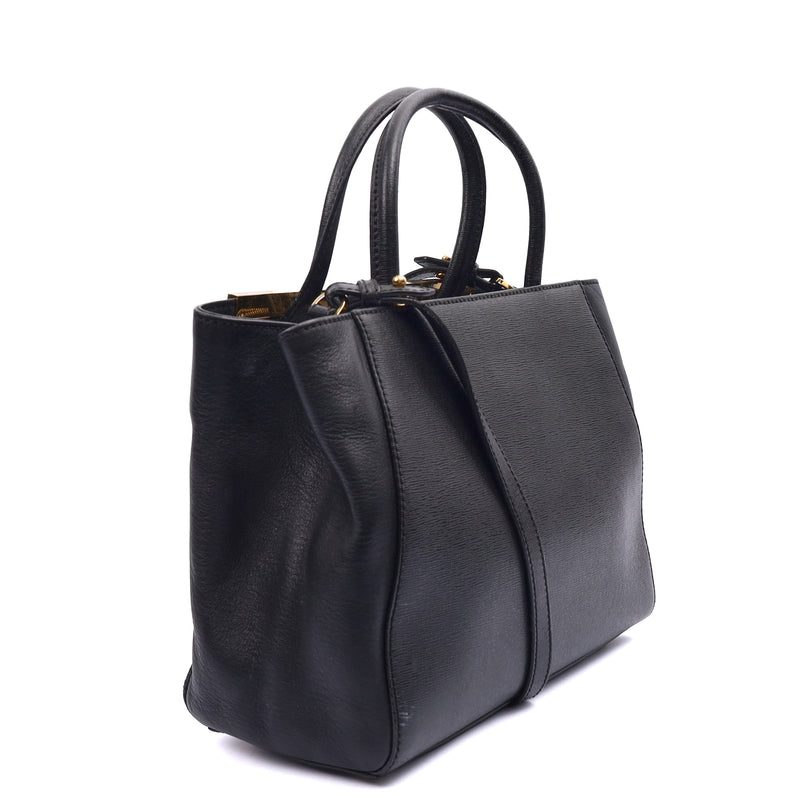Picture of Fendi Tote 2Jour - Medium  in Black, Leather