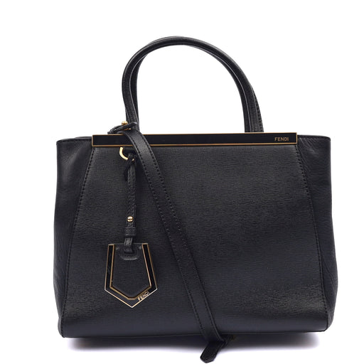 Picture of Fendi Tote 2Jour - Medium  in Black, Leather