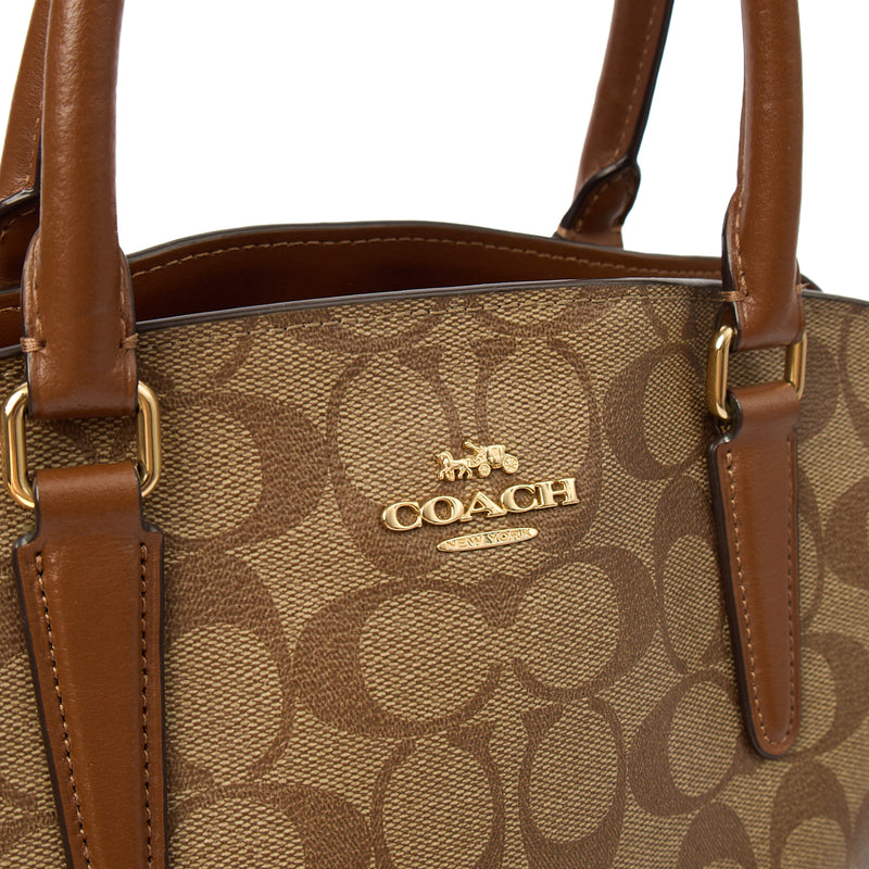 Picture of Coach Cross Body Rowan Satchel in Brown, Leather