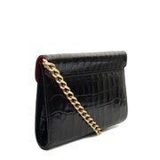 Picture of Aspinal of London Shoulder Bag Mayfair - Midi in Black, Exotic Effect Leather