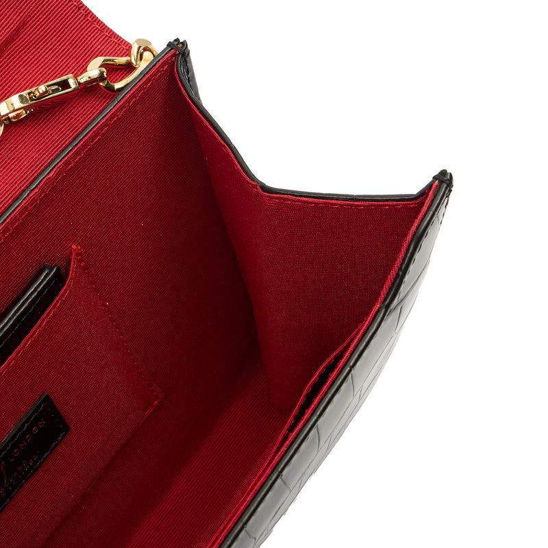 Picture of Aspinal of London Shoulder Bag Mayfair - Midi in Black, Exotic Effect Leather