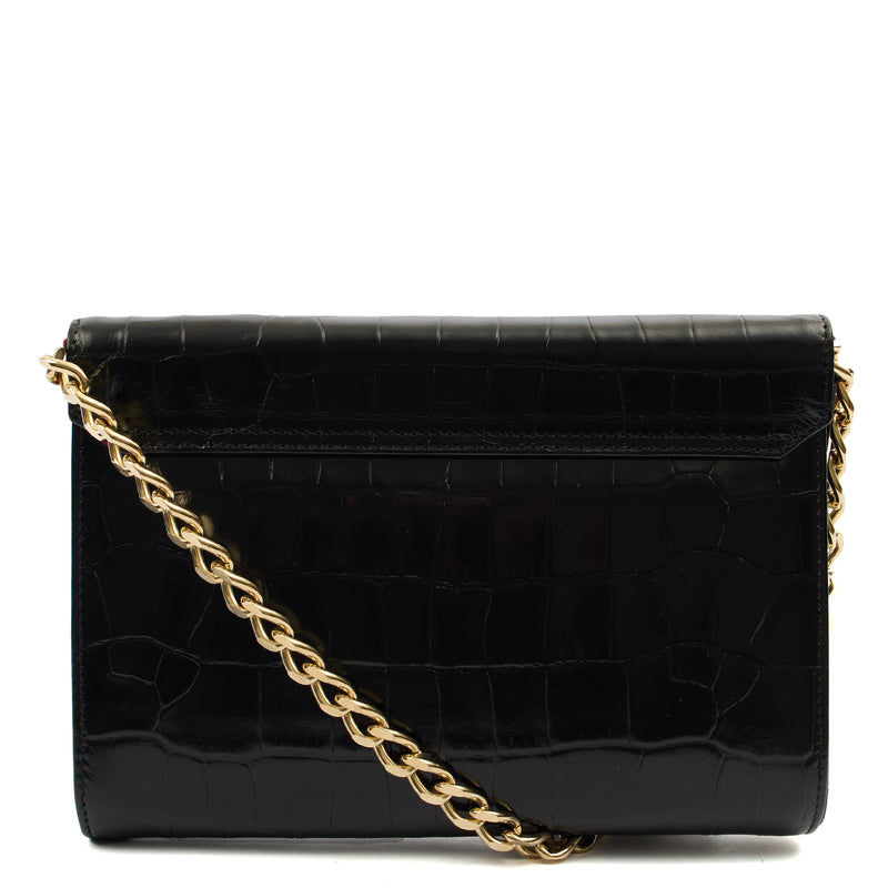 Picture of Aspinal of London Shoulder Bag Mayfair - Midi in Black, Exotic Effect Leather