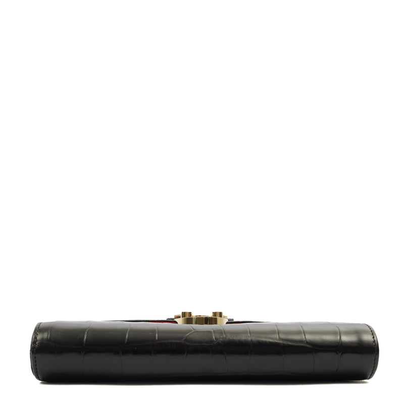 Picture of Aspinal of London Shoulder Bag Mayfair - Midi in Black, Exotic Effect Leather