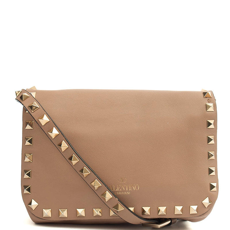 Picture of Valentino Cross Body Rockstud Chain Wallet in Neutral, Calfskin