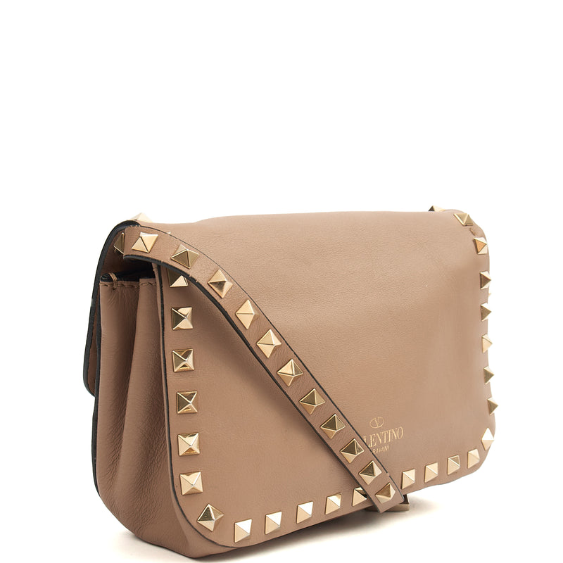 Picture of Valentino Cross Body Rockstud Chain Wallet in Neutral, Calfskin