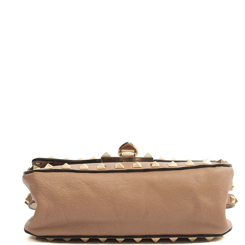 Picture of Valentino Cross Body Rockstud Chain Wallet in Neutral, Calfskin