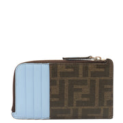Picture of Fendi Clutch Compact Wallet in Brown Jacquard FF, Leather