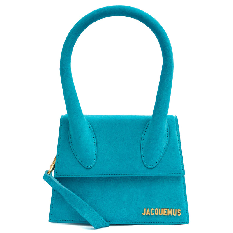 Picture of Jacquemus Top Handle Le Chiquito Moyen in Blue, Suede