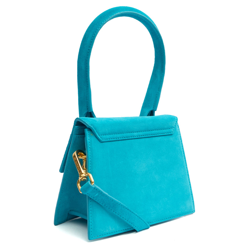 Picture of Jacquemus Top Handle Le Chiquito Moyen in Blue, Suede