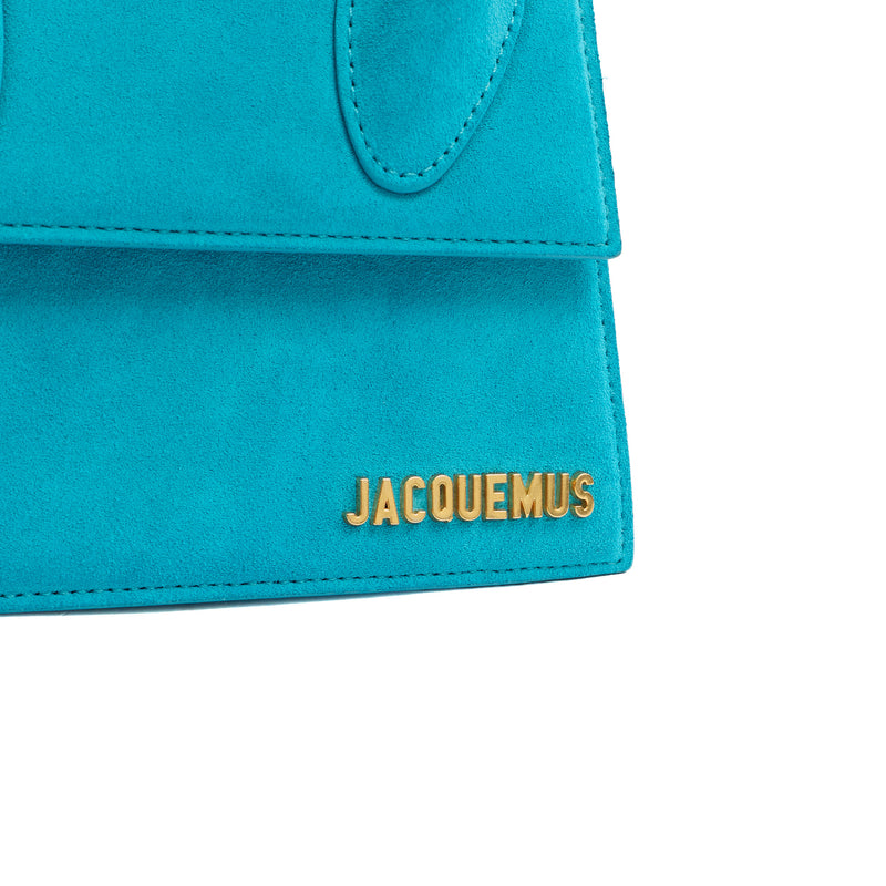 Picture of Jacquemus Top Handle Le Chiquito Moyen in Blue, Suede