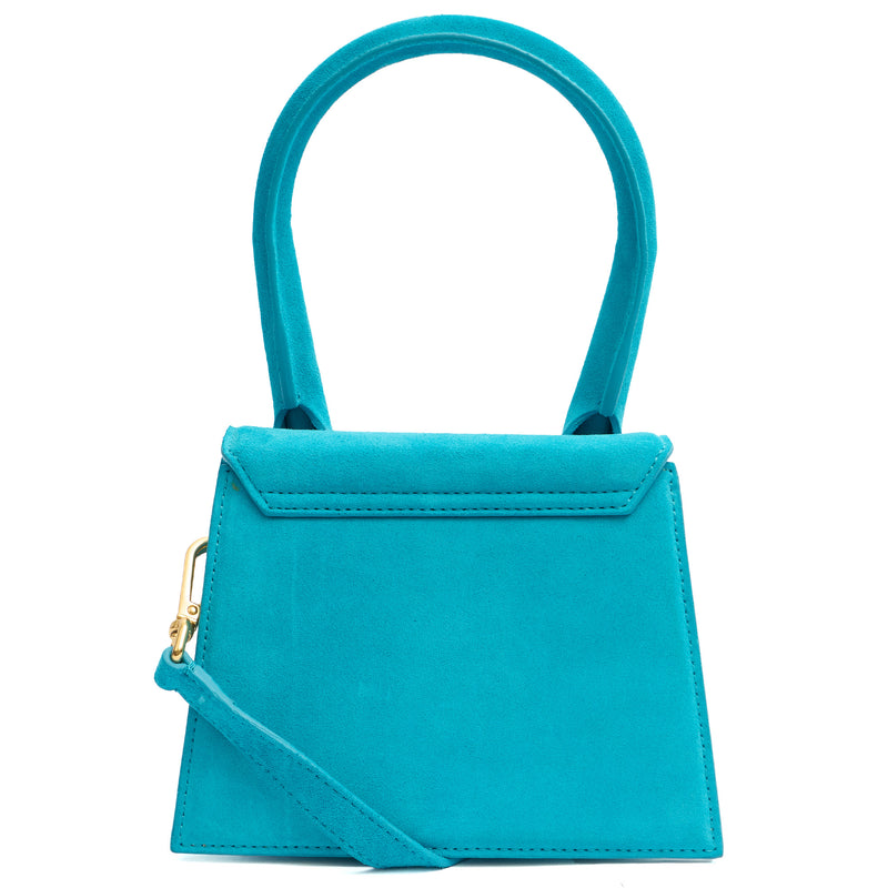 Picture of Jacquemus Top Handle Le Chiquito Moyen in Blue, Suede