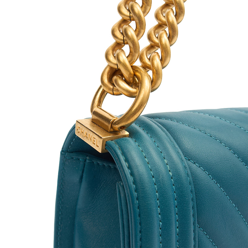 Picture of Chanel Shoulder Bag Boy - Small in Blue, Calfskin Leather