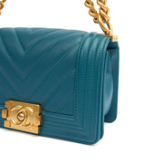 Picture of Chanel Shoulder Bag Boy - Small in Blue, Calfskin Leather