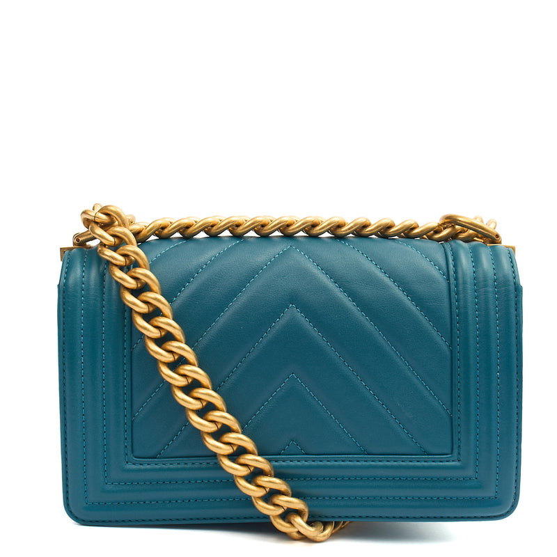 Picture of Chanel Shoulder Bag Boy - Small in Blue, Calfskin Leather