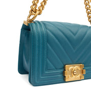 Picture of Chanel Shoulder Bag Boy - Small in Blue, Calfskin Leather