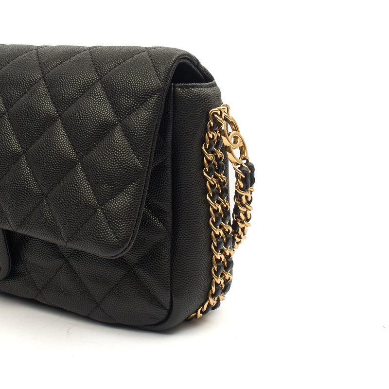 Picture of Chanel Cross Body Chain Around Flap in Black, Caviar Leather