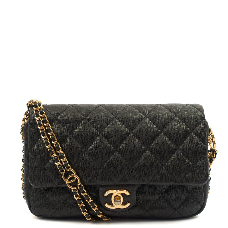 Picture of Chanel Cross Body Chain Around Flap in Black, Caviar Leather