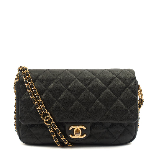 Picture of Chanel Cross Body Chain Around Flap in Black, Caviar Leather