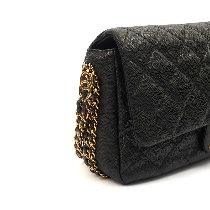 Picture of Chanel Cross Body Chain Around Flap in Black, Caviar Leather