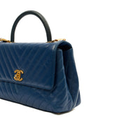 Picture of Chanel Top Handle Coco Top Handle in Blue, Crinkled Calfskin Leather