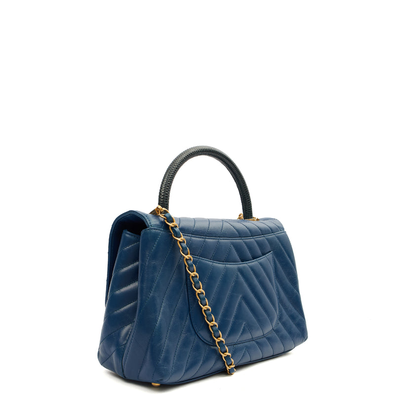 Picture of Chanel Top Handle Coco Top Handle in Blue, Crinkled Calfskin Leather