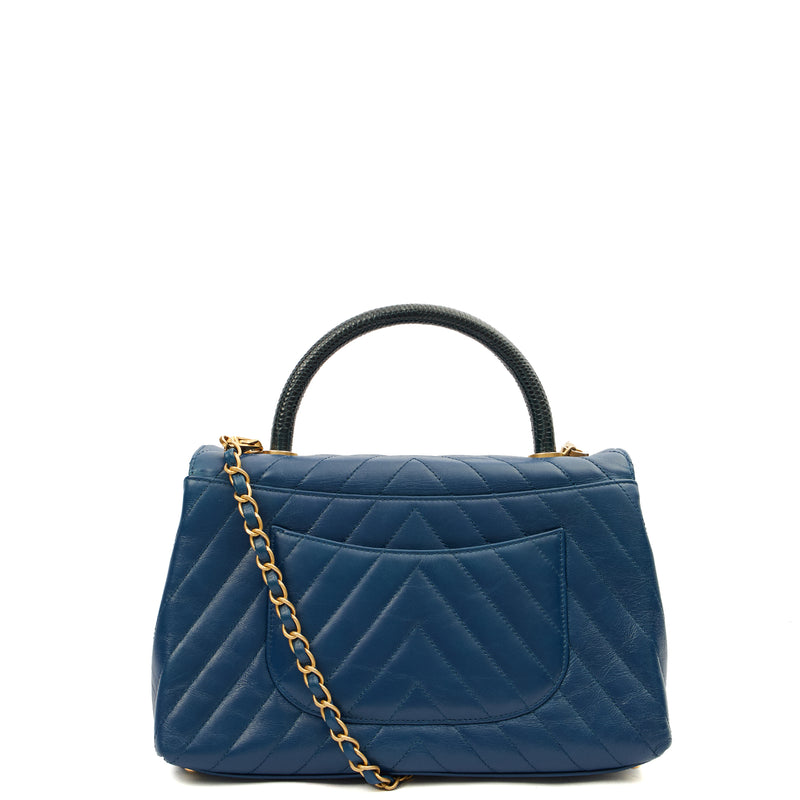 Picture of Chanel Top Handle Coco Top Handle in Blue, Crinkled Calfskin Leather