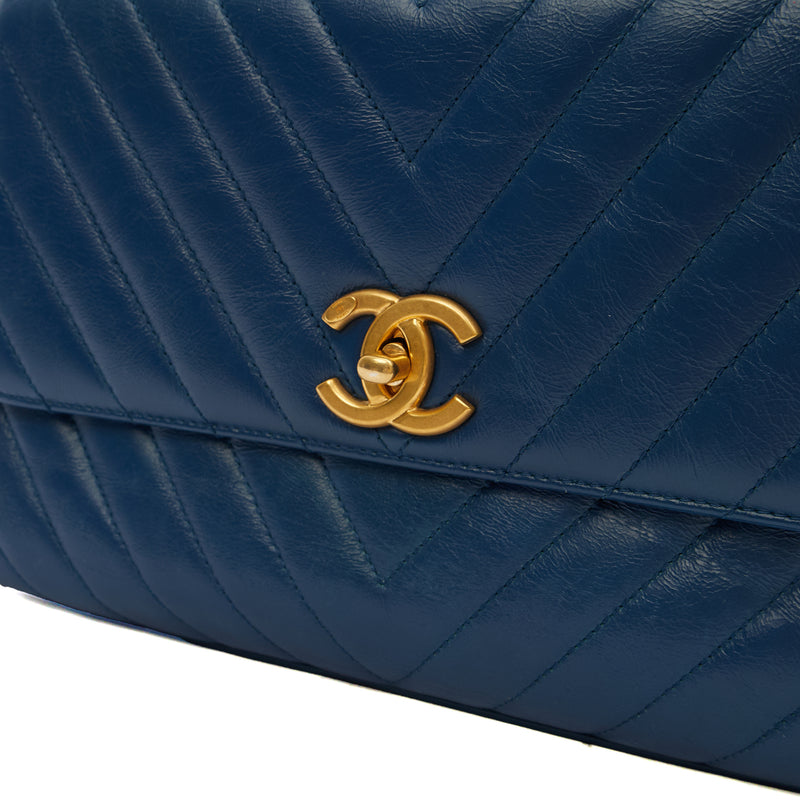 Picture of Chanel Top Handle Coco Top Handle in Blue, Crinkled Calfskin Leather