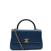 Picture of Chanel Top Handle Coco Top Handle in Blue, Crinkled Calfskin Leather