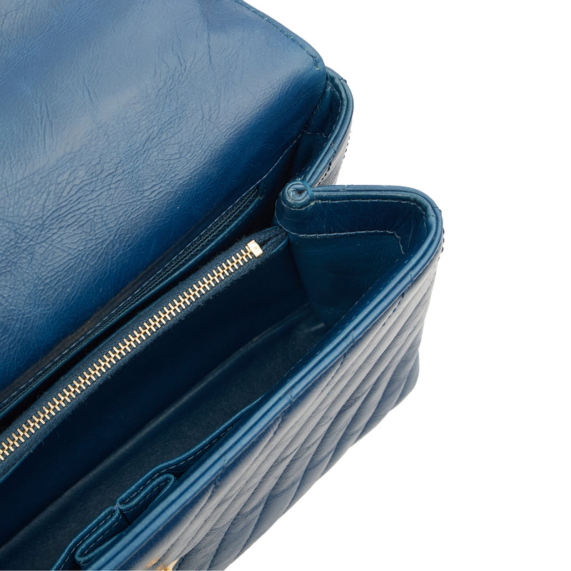 Picture of Chanel Top Handle Coco Top Handle in Blue, Crinkled Calfskin Leather