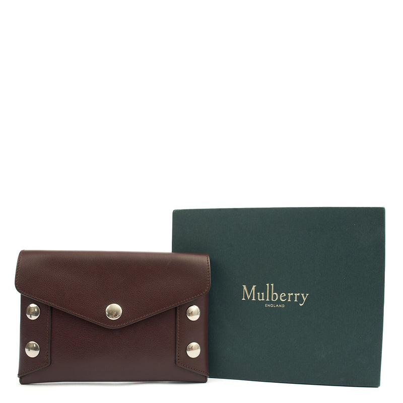 Picture of Mulberry Clutch Studded Pouch in Oxblood, Leather