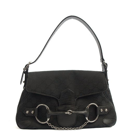Picture of Gucci Shoulder Bag Horsebit Chain Shoulder Bag in Black, GG Canvas