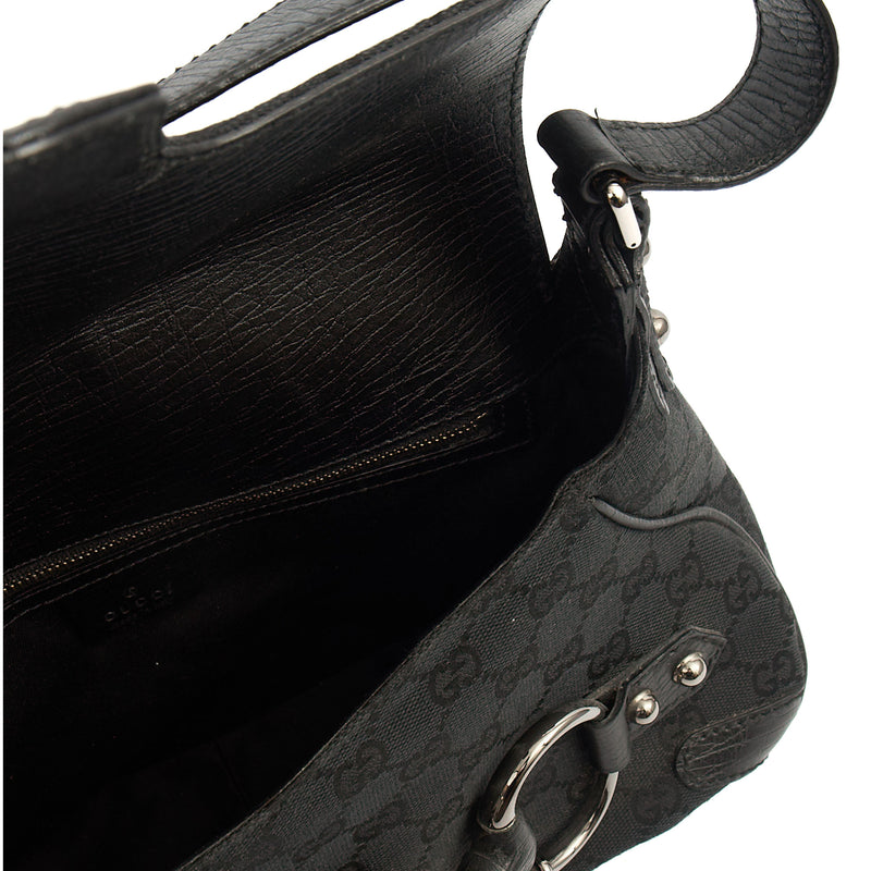 Picture of Gucci Shoulder Bag Horsebit Chain Shoulder Bag in Black, GG Canvas