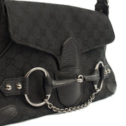 Picture of Gucci Shoulder Bag Horsebit Chain Shoulder Bag in Black, GG Canvas