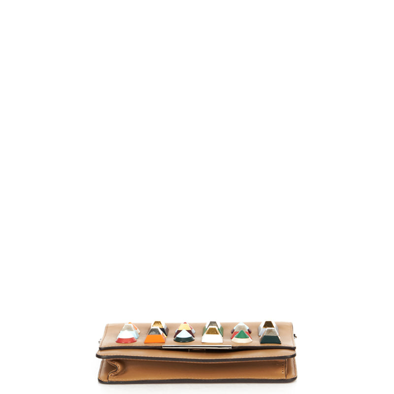 Picture of Fendi Cross Body Wallet on Chain  in Neutral, Leather
