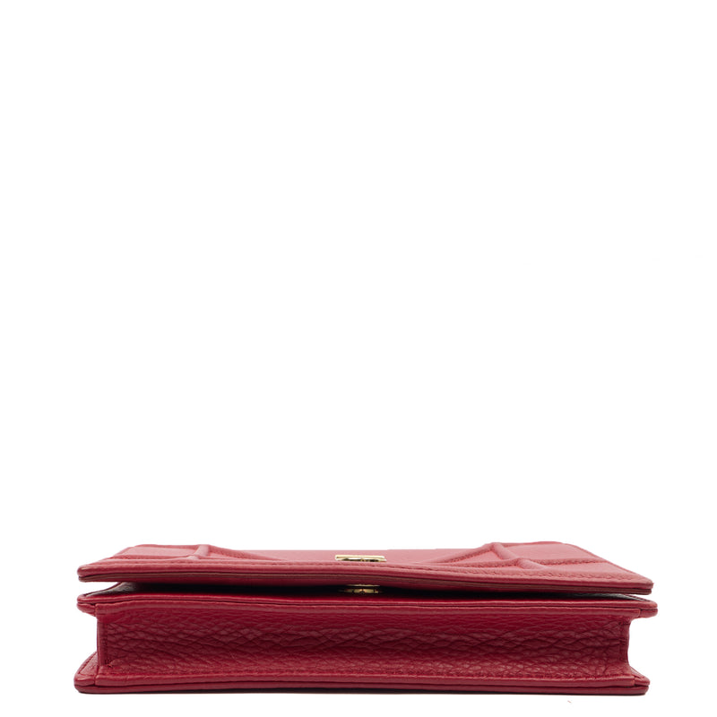 Picture of Christian Dior Clutch Diorama WOC in Burgundy, Calfskin