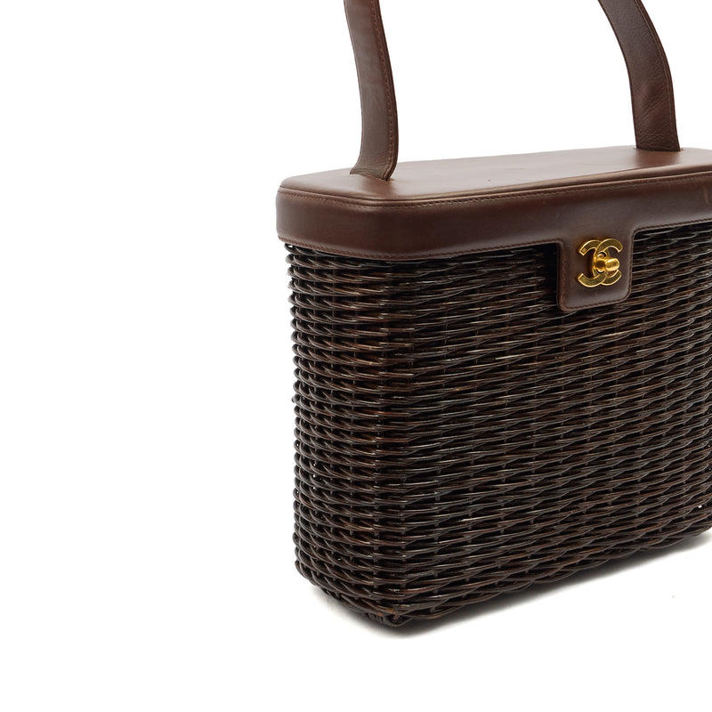 Picture of Chanel Tote Wicker Basket Bag in Brown, Plastic