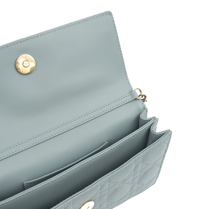 Picture of Christian Dior Top Handle My Dior Daily Chain Pouch in Blue, Cannage Quilted Grain Skin