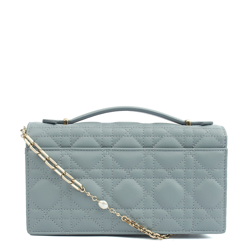 Picture of Christian Dior Top Handle My Dior Daily Chain Pouch in Blue, Cannage Quilted Grain Skin