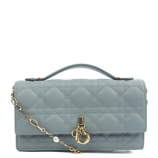 Picture of Christian Dior Top Handle My Dior Daily Chain Pouch in Blue, Cannage Quilted Grain Skin