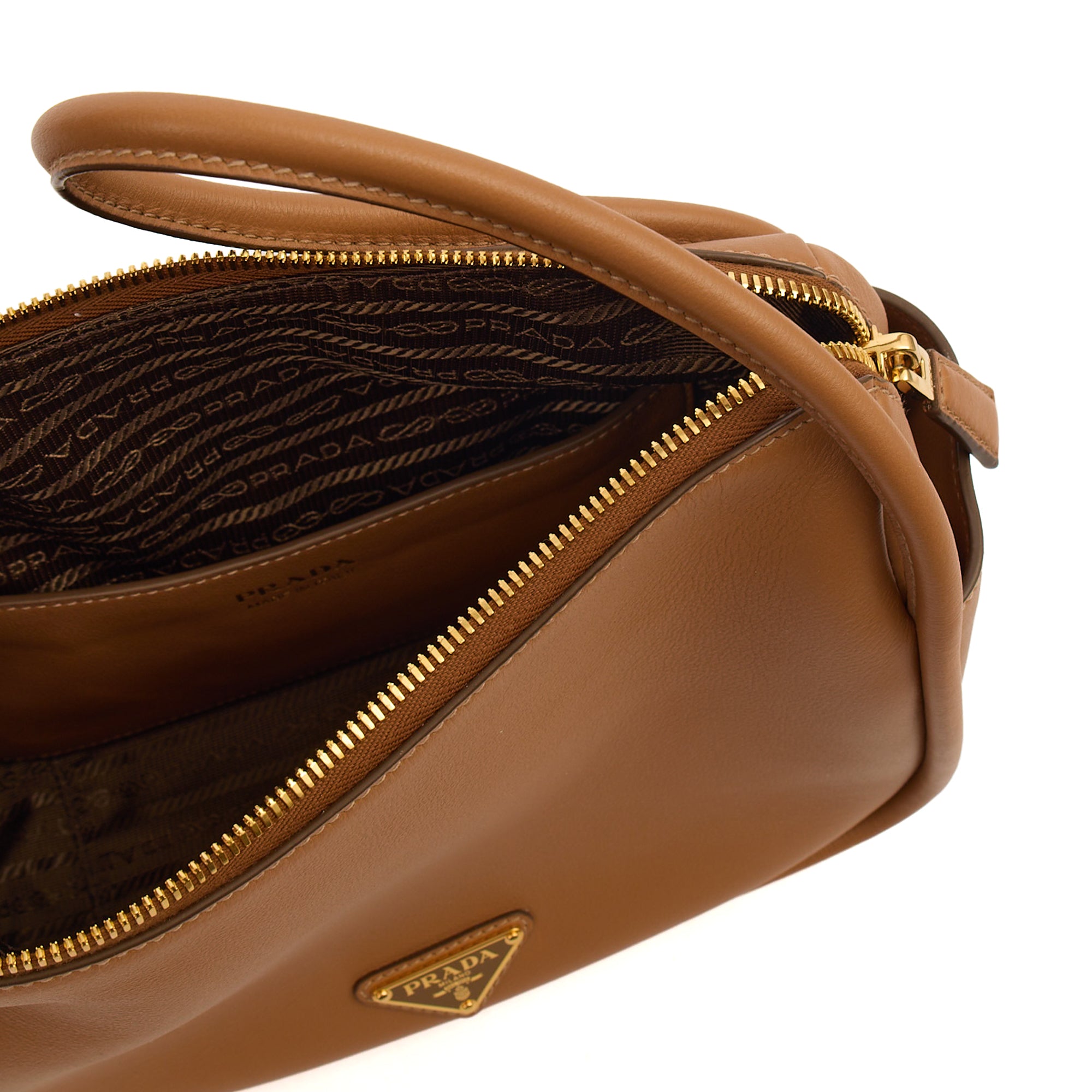 Prada Cross Body Darling Top-Handle Bag in Cognac, Leather | The