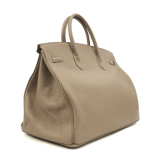 Picture of Hermes Tote Birkin 40 in Gris Tourterelle, Clemence Leather