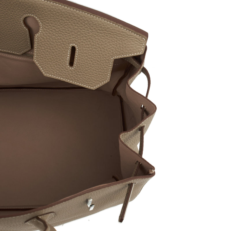 Picture of Hermes Tote Birkin 40 in Gris Tourterelle, Clemence Leather