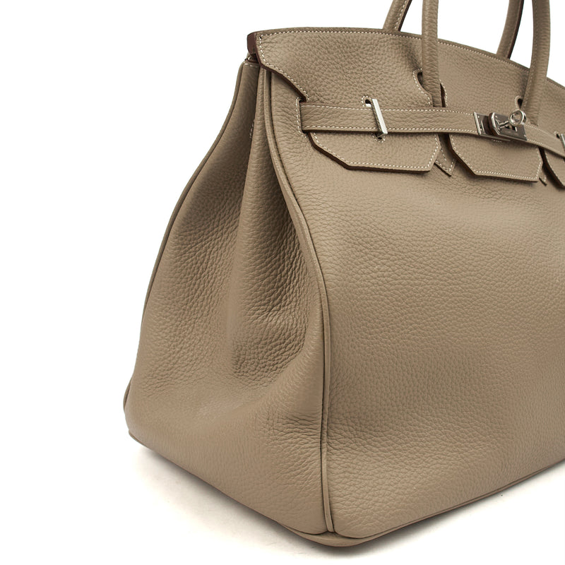 Picture of Hermes Tote Birkin 40 in Gris Tourterelle, Clemence Leather
