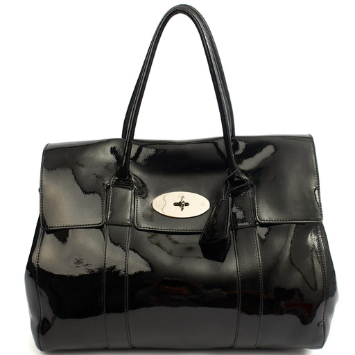 Picture of Mulberry Tote Bayswater Heritage in Black, Patent Leather