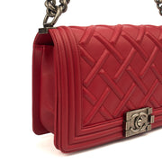 Picture of Chanel Shoulder Bag Boy - Medium in Red, Calfskin Leather