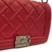 Picture of Chanel Shoulder Bag Boy - Medium in Red, Calfskin Leather