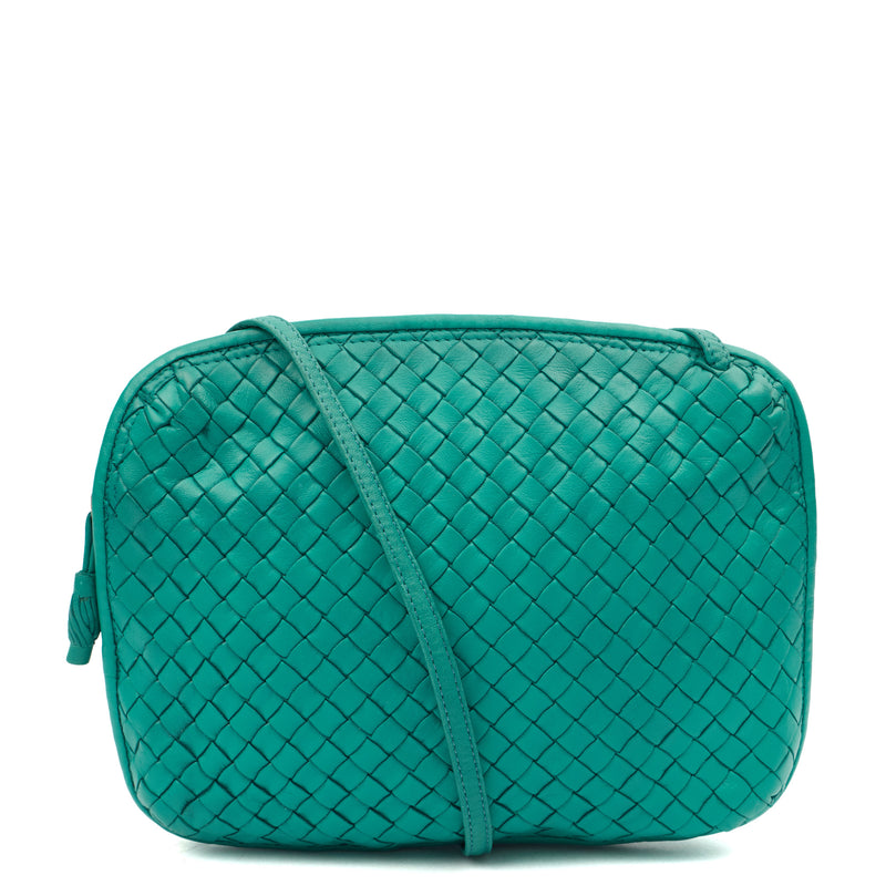 Bottega Veneta Cross Body Intrecciato Crossbody in Blue, Intrecciato Nappa