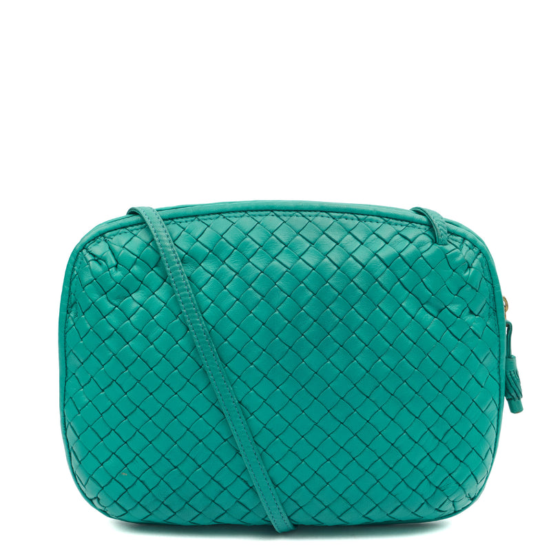 Bottega Veneta Cross Body Intrecciato Crossbody in Blue, Intrecciato Nappa