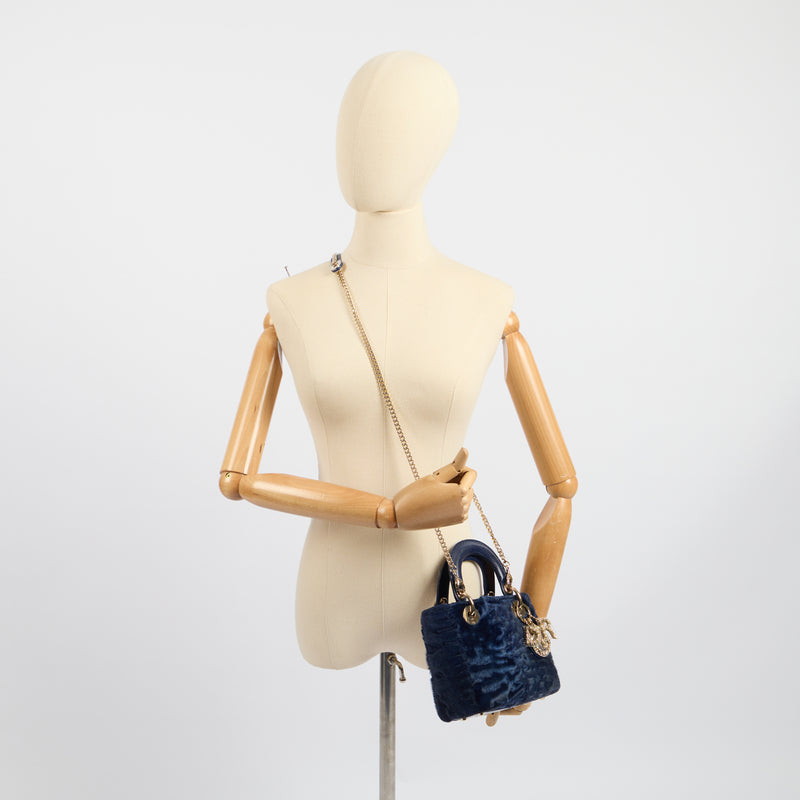 Lady Dior - Medium in Blue Astrakhan