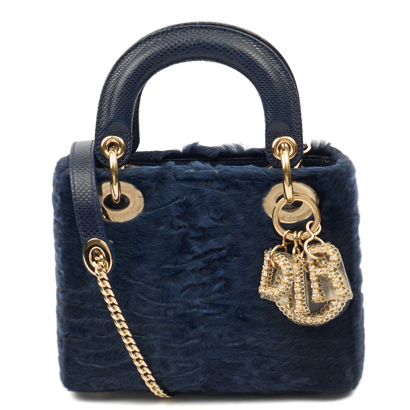 Lady Dior - Medium in Blue Astrakhan